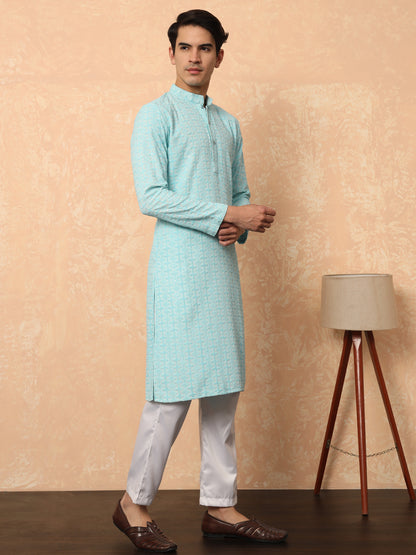 Pastel Sky Blue Chikankari Kurta