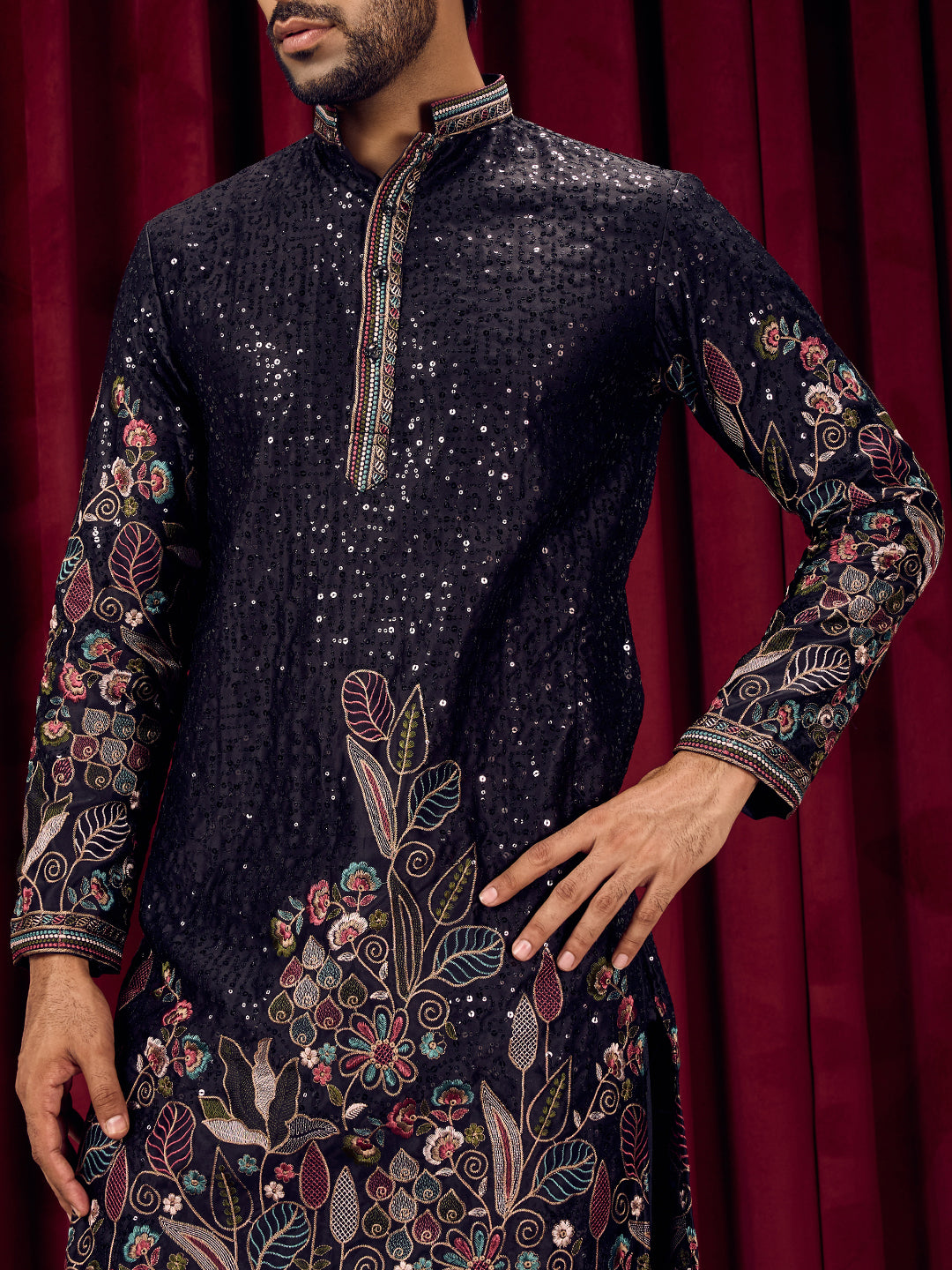 Floral Dynasty floral Embroidery Sequins Kurta Set
