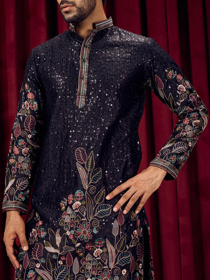 Floral Dynasty floral Embroidery Sequins Kurta Set
