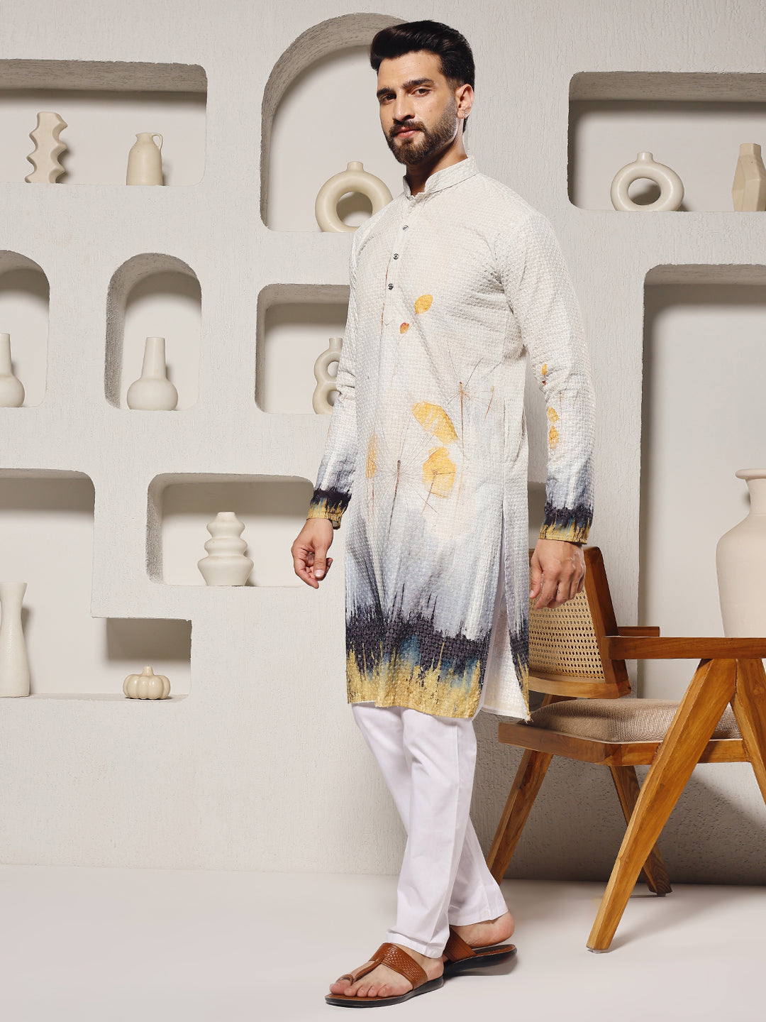 Misty Dandelion Floral Print Kurta