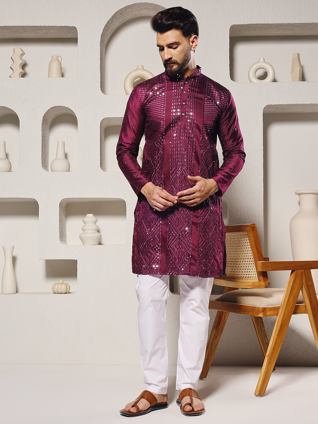 Sangria Sparkle Embellished Kurta