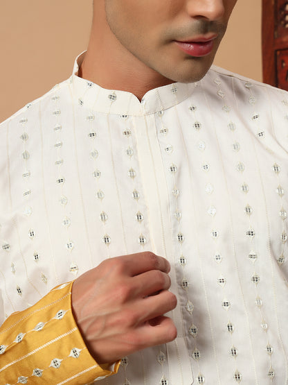 Yellow Ombre Mirror Work Kurta