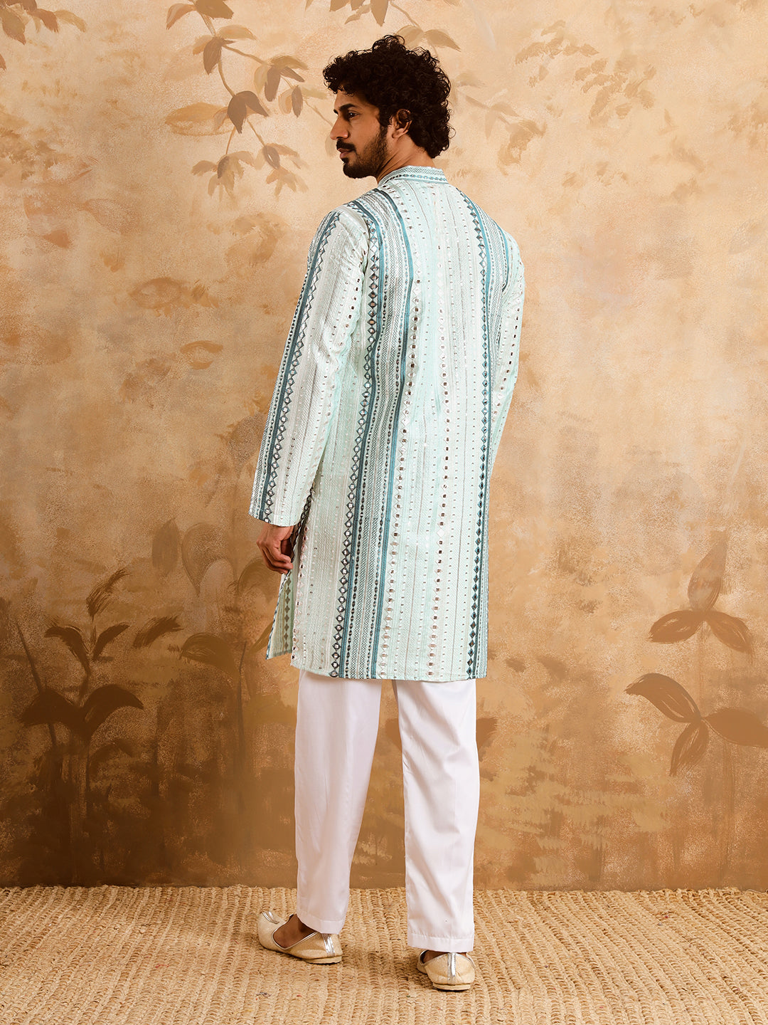 Sea Green Rich Mirror Work Kurta Set