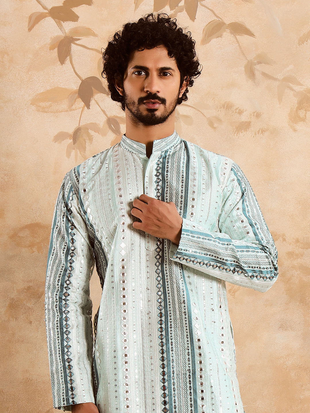 Sea Green Rich Mirror Work Kurta Set