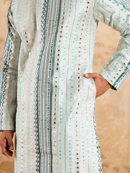 Sea Green Rich Mirror Work Kurta Set