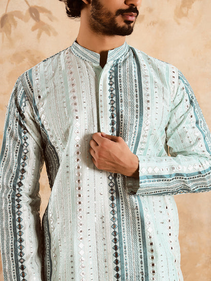 Sea Green Rich Mirror Work Kurta Set