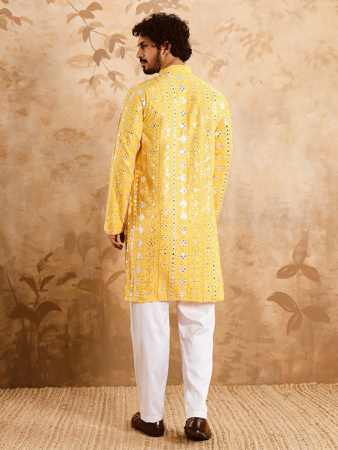 Yellow Rich Mirror Work Kurta Set