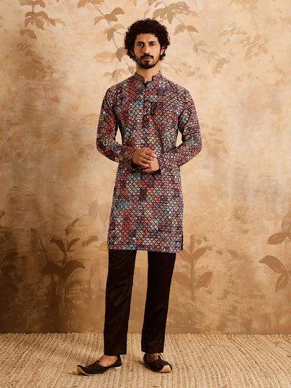 Multi Color Premium Embroidery Printed Kurta