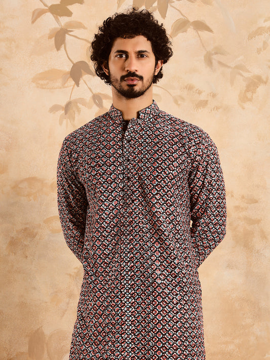 Brown Premium Embroidery Printed Kurta