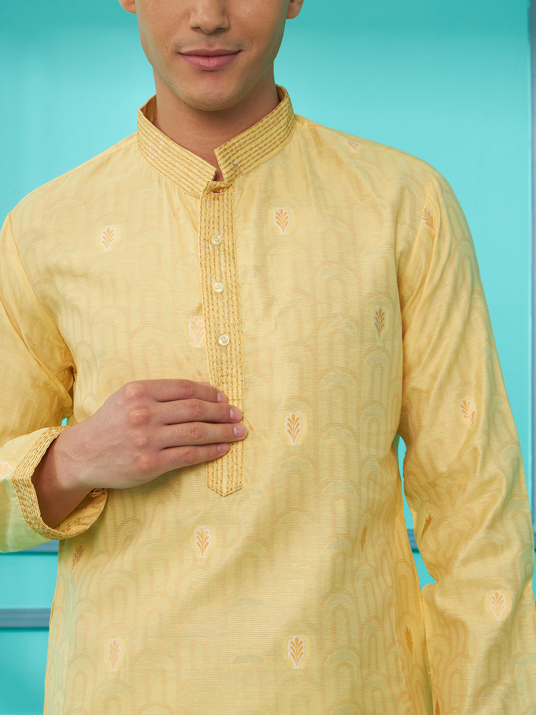 Light Yellow Silk Cotton Kurta