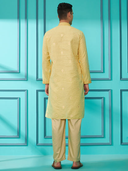 Light Yellow Silk Cotton Kurta