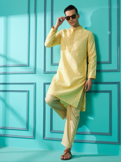 Light Yellow Silk Cotton Kurta