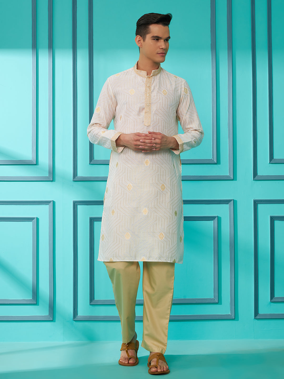 White Silk Cotton Kurta