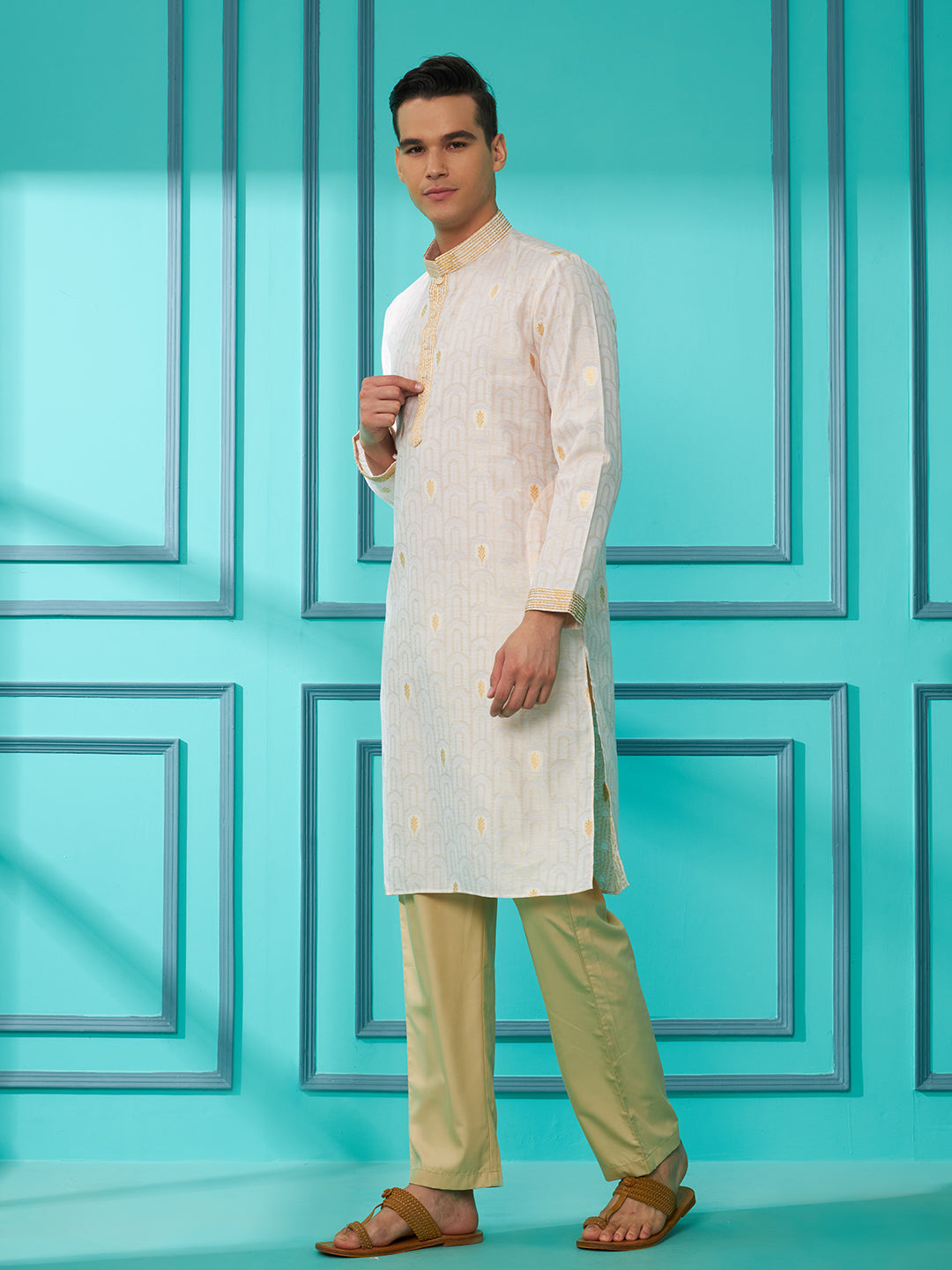 Cream Silk Cotton Kurta