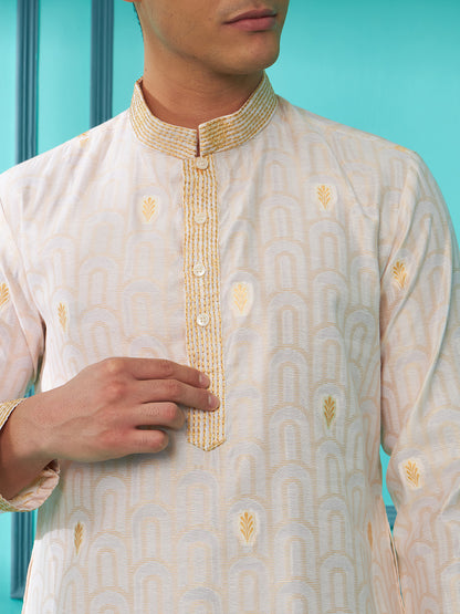 Cream Silk Cotton Kurta