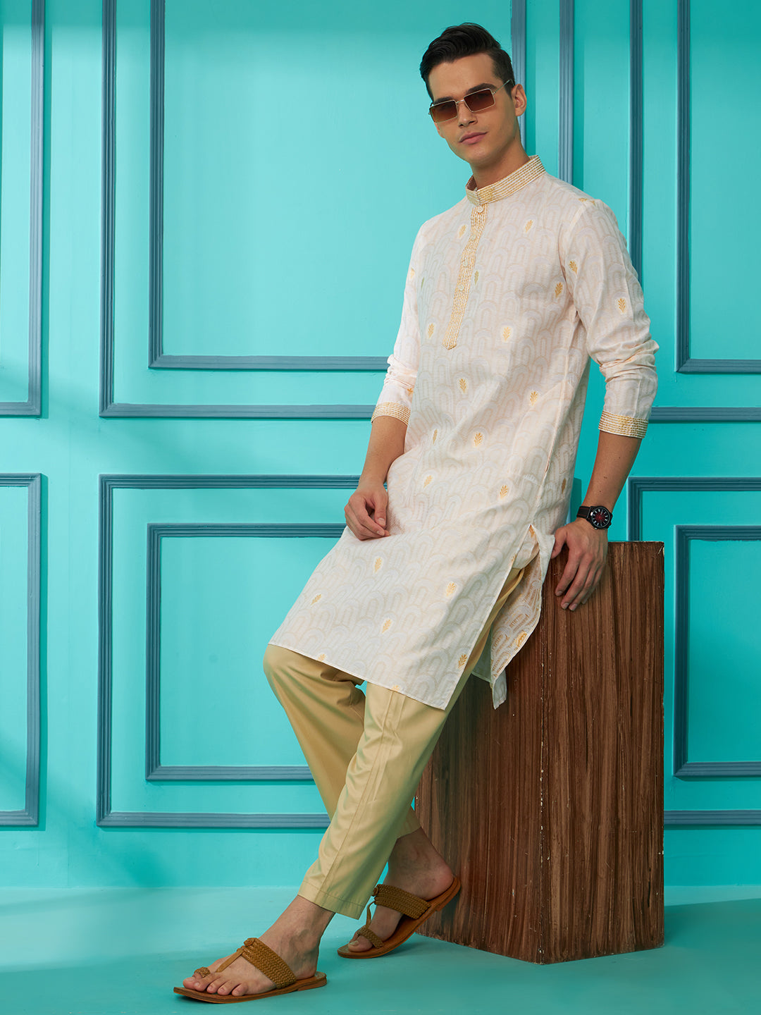 Cream Silk Cotton Kurta