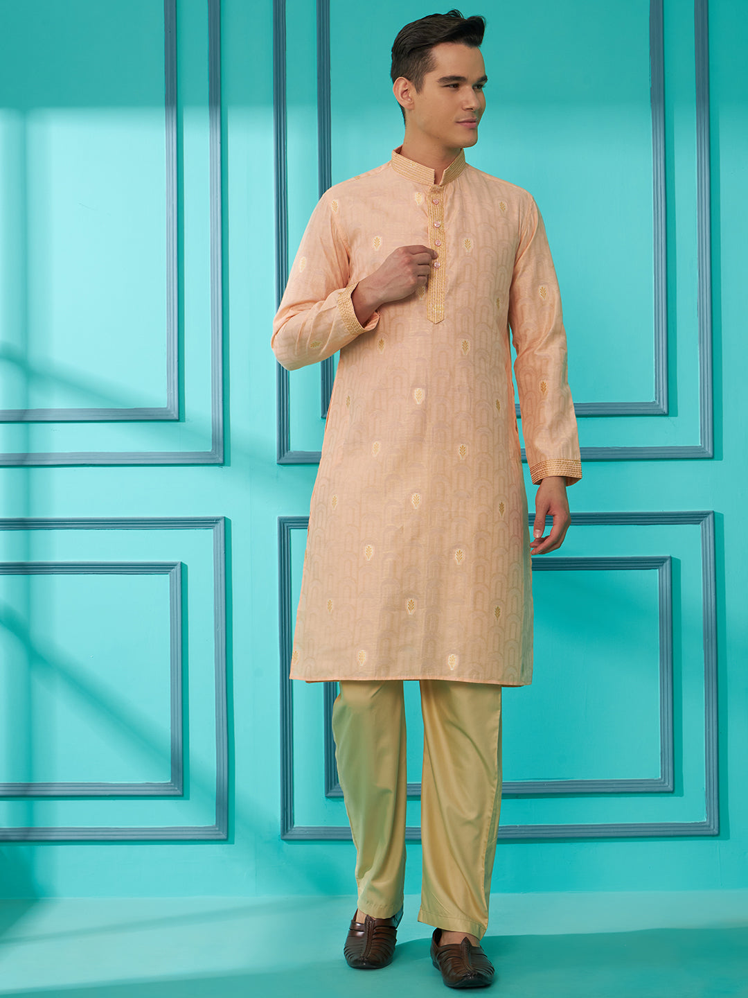 Light Pink Silk Cotton Kurta