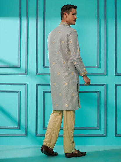 Grey Silk Cotton kurta