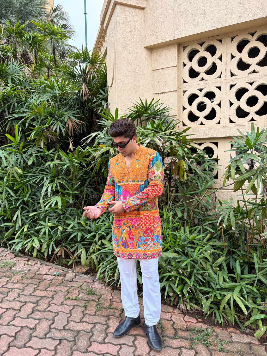 The Yuvraj Embroidered Kurta Set (Imperial Teal &Rajasthani Fresco)