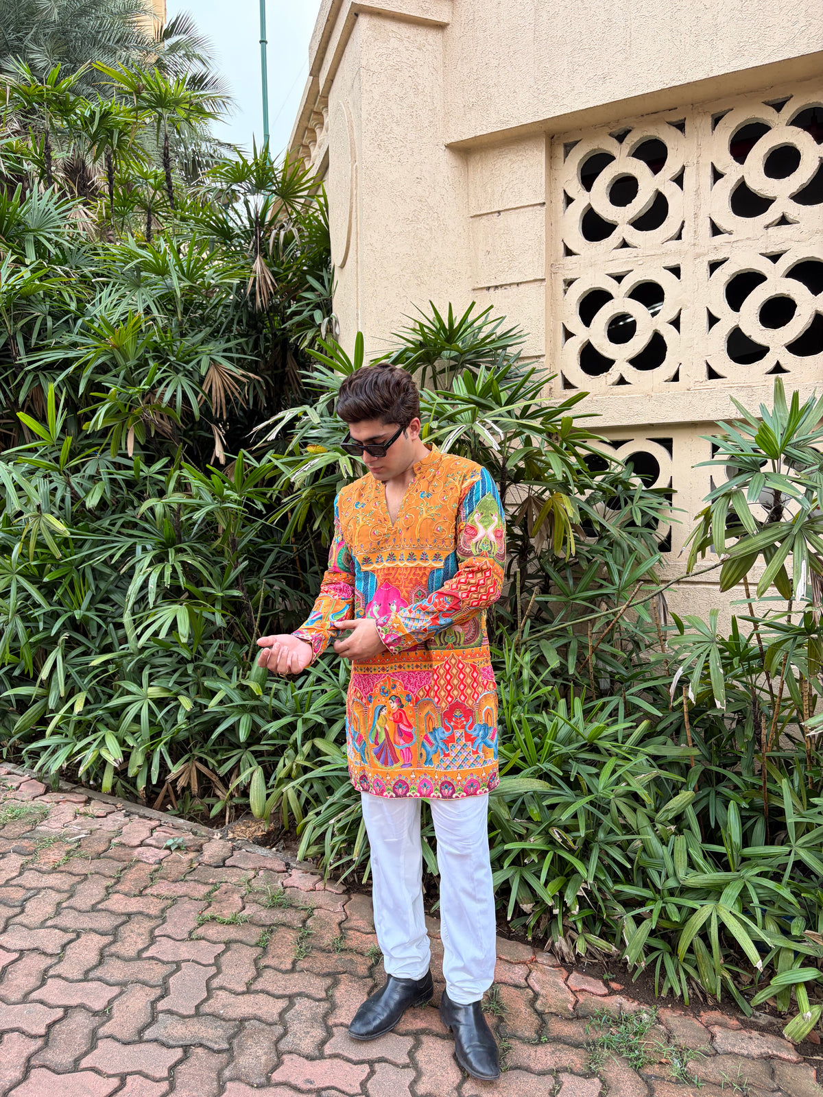 The Yuvraj Embroidered Kurta Set (Imperial Teal &Rajasthani Fresco)