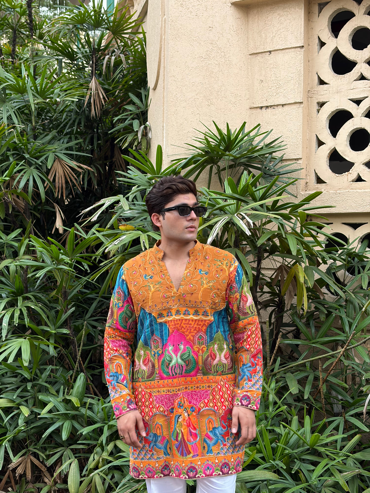 The Yuvraj Embroidered Kurta Set (Imperial Teal &Rajasthani Fresco)
