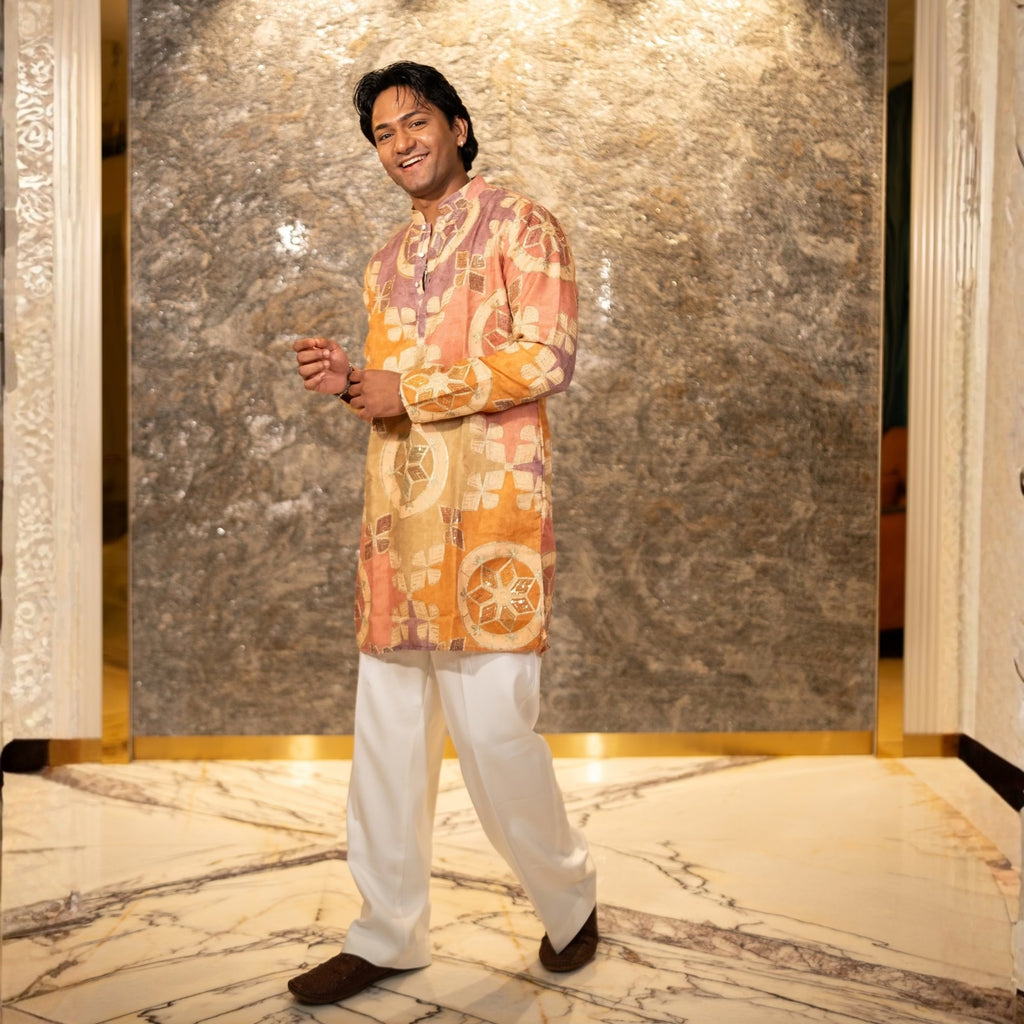 The Shams Embroidered Kurta Set(Rust &Ochre)