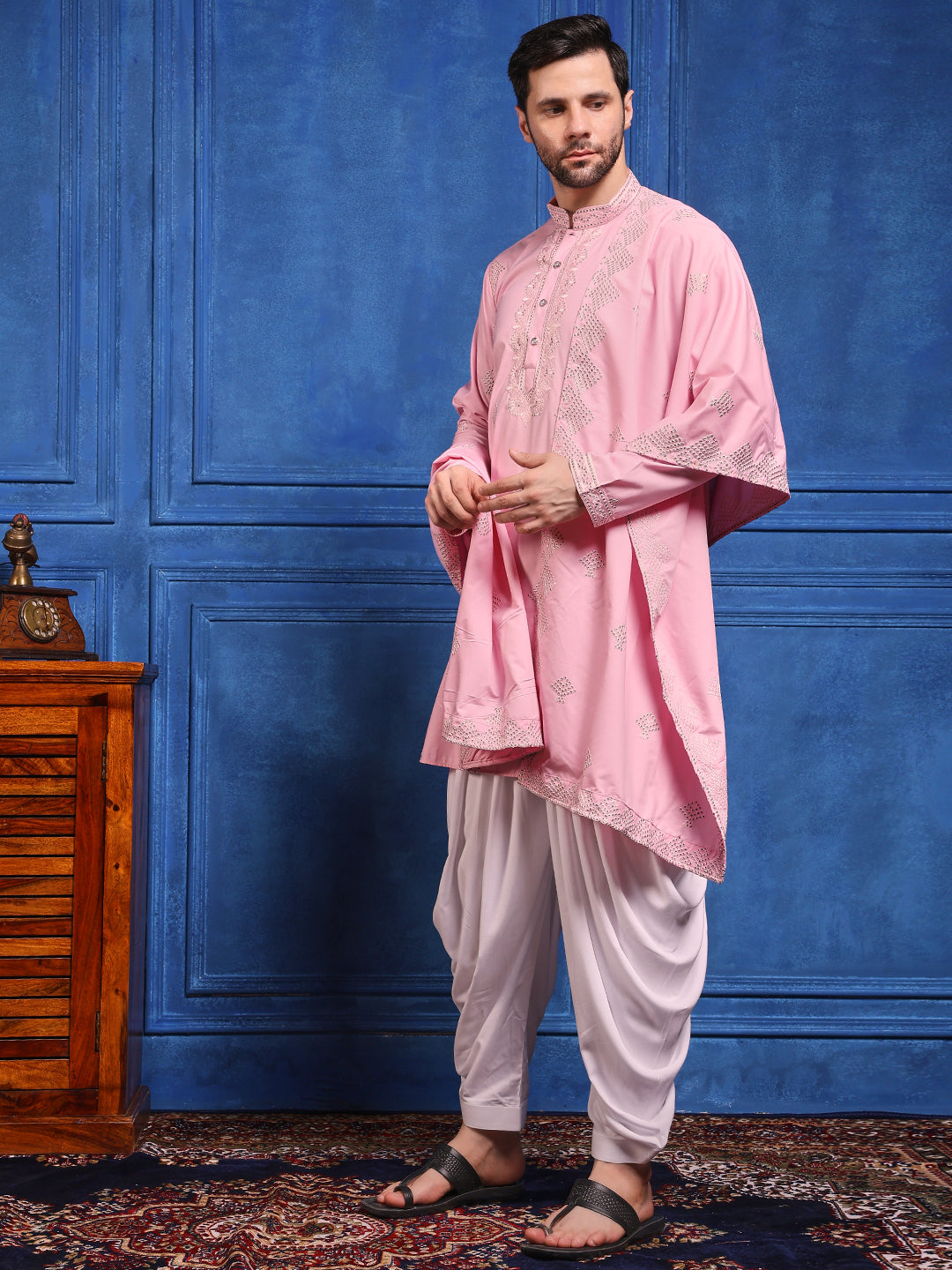Pink Embroidered Kurta+Dupatta And Patiala Pant Set