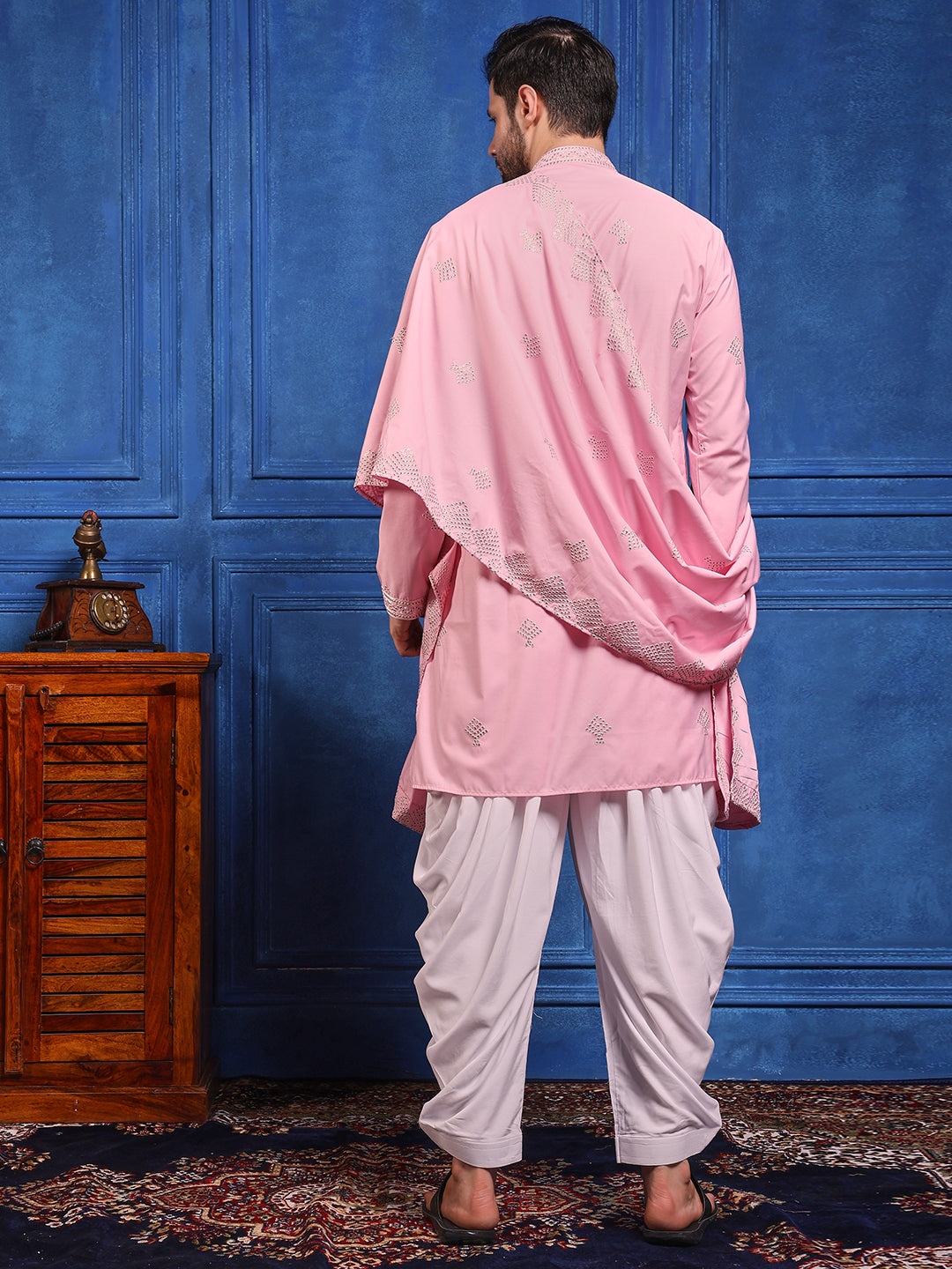 Pink Embroidered Kurta+Dupatta And Patiala Pant Set