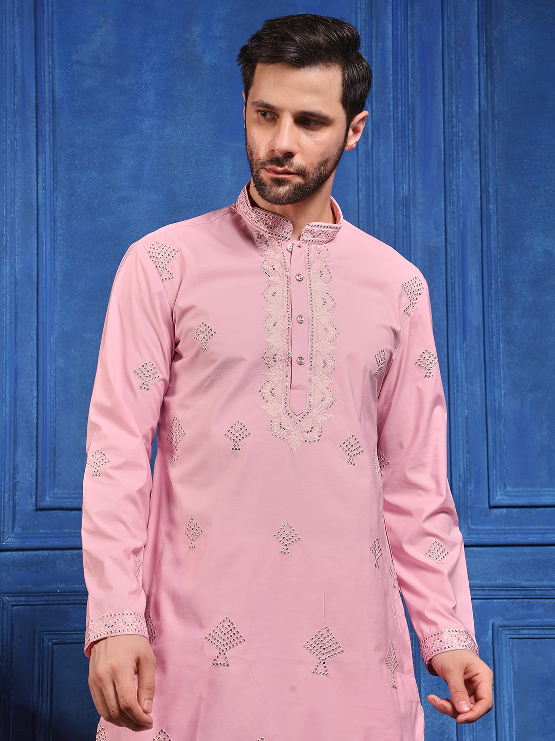 Pink Embroidered Kurta+Dupatta And Patiala Pant Set
