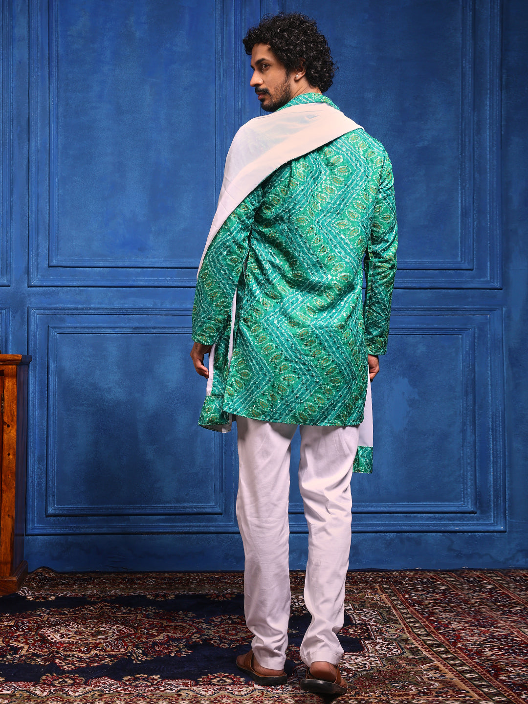 Green Bandhani Printed SHORT Kurta+Dupatta Set