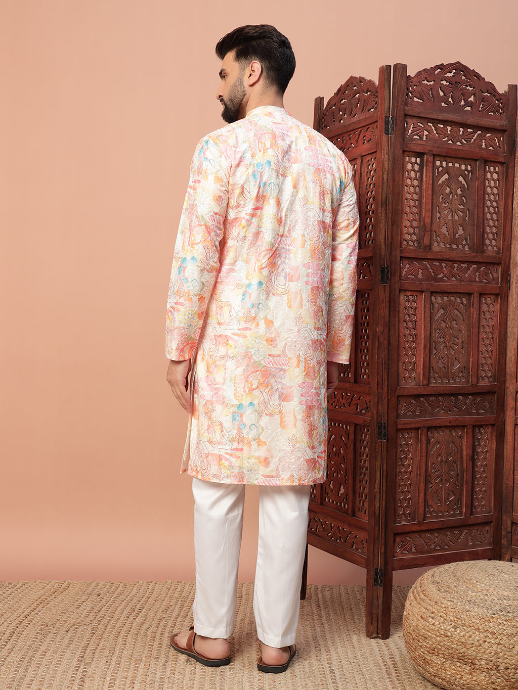 Carnival Orange Zipper Kurta Set