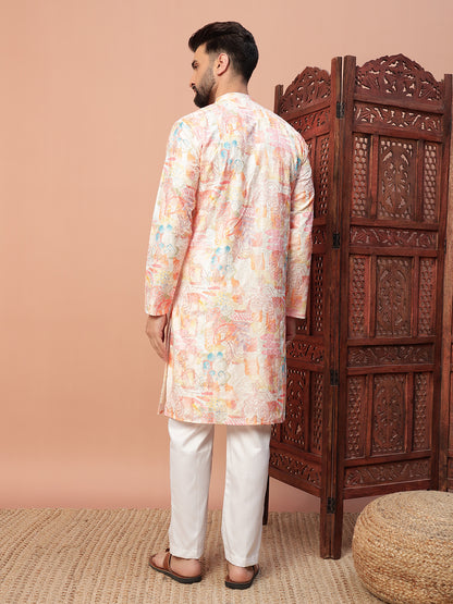 Orange Zipper Kurta Set