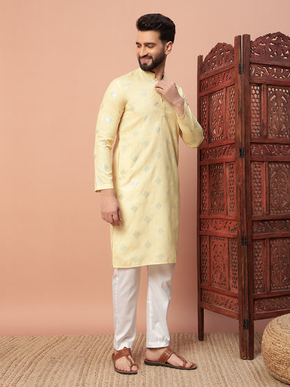 Yellow White Kurta Set