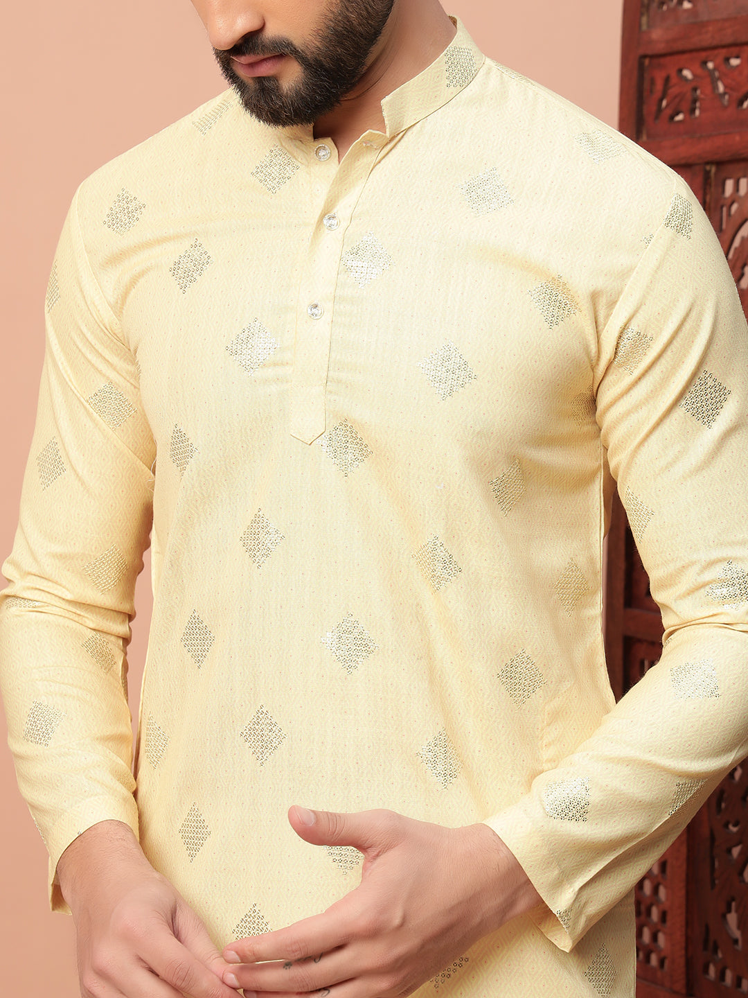 Yellow White Kurta Set