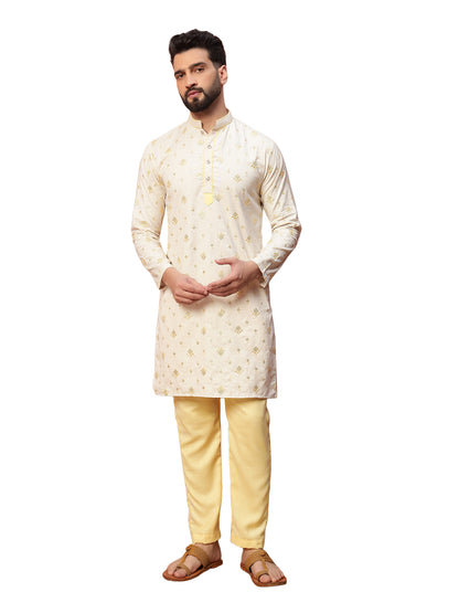 Yellow & White Kurta Set