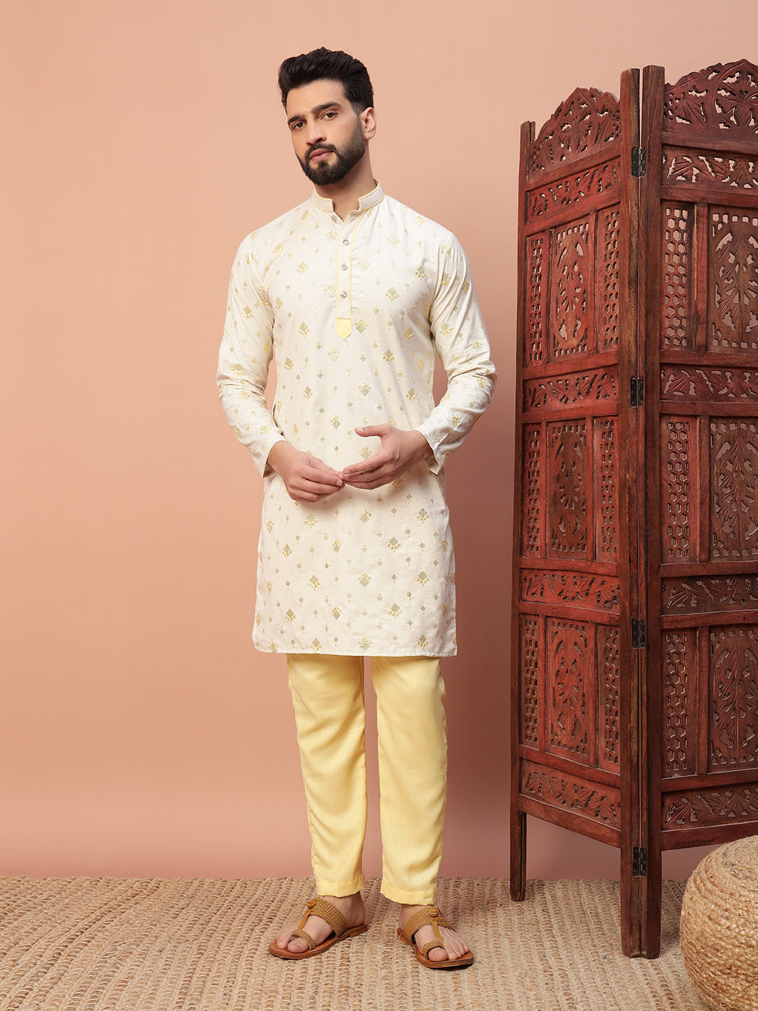 Yellow & White Kurta Set