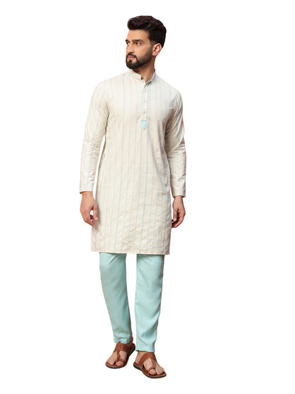 Blue and White Kurta Set