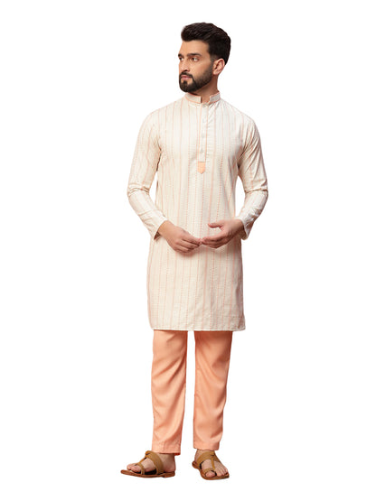 Peach White Kurta Set