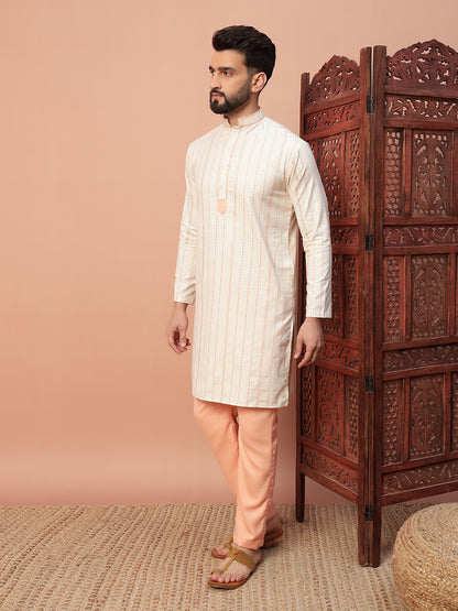 Peach White Kurta Set