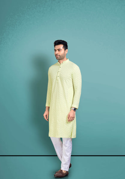 Pastel Lime Chikankari Kurta