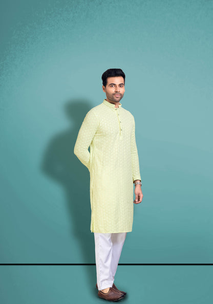 Pastel Lime Chikankari Kurta