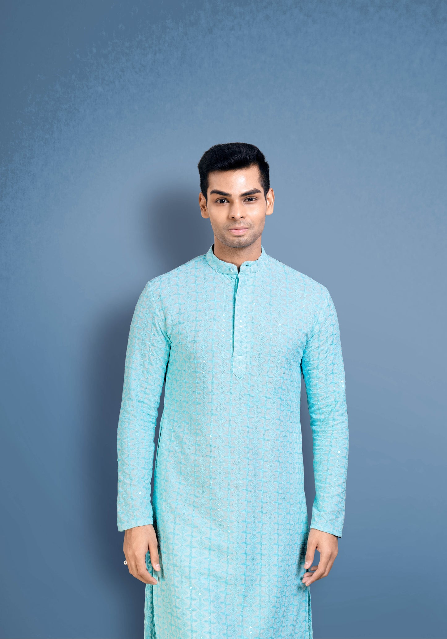 Pastel Sky Blue Chikankari Kurta