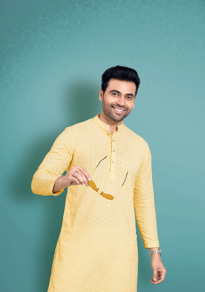 Pastel Yellow Chikankari Kurta