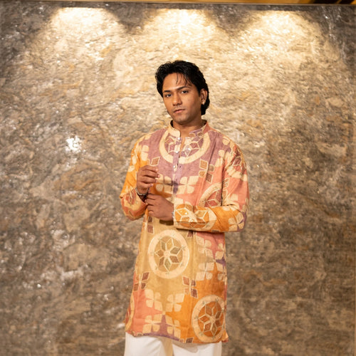 The Shams Embroidered Kurta Set(Rust &Ochre)