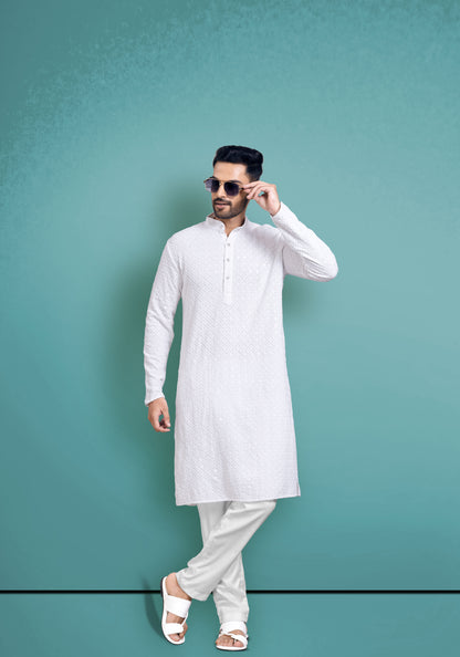 White Chikankari Kurta