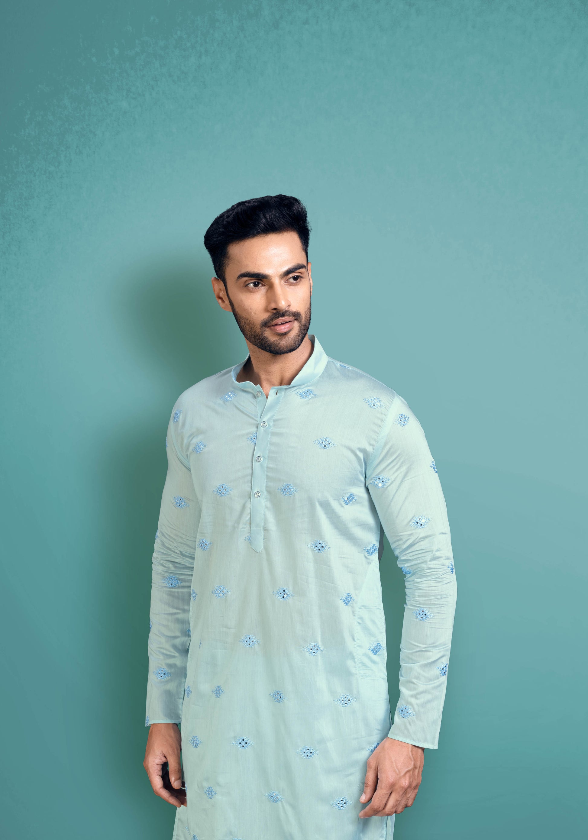 Blue Mirror Butta Kurta