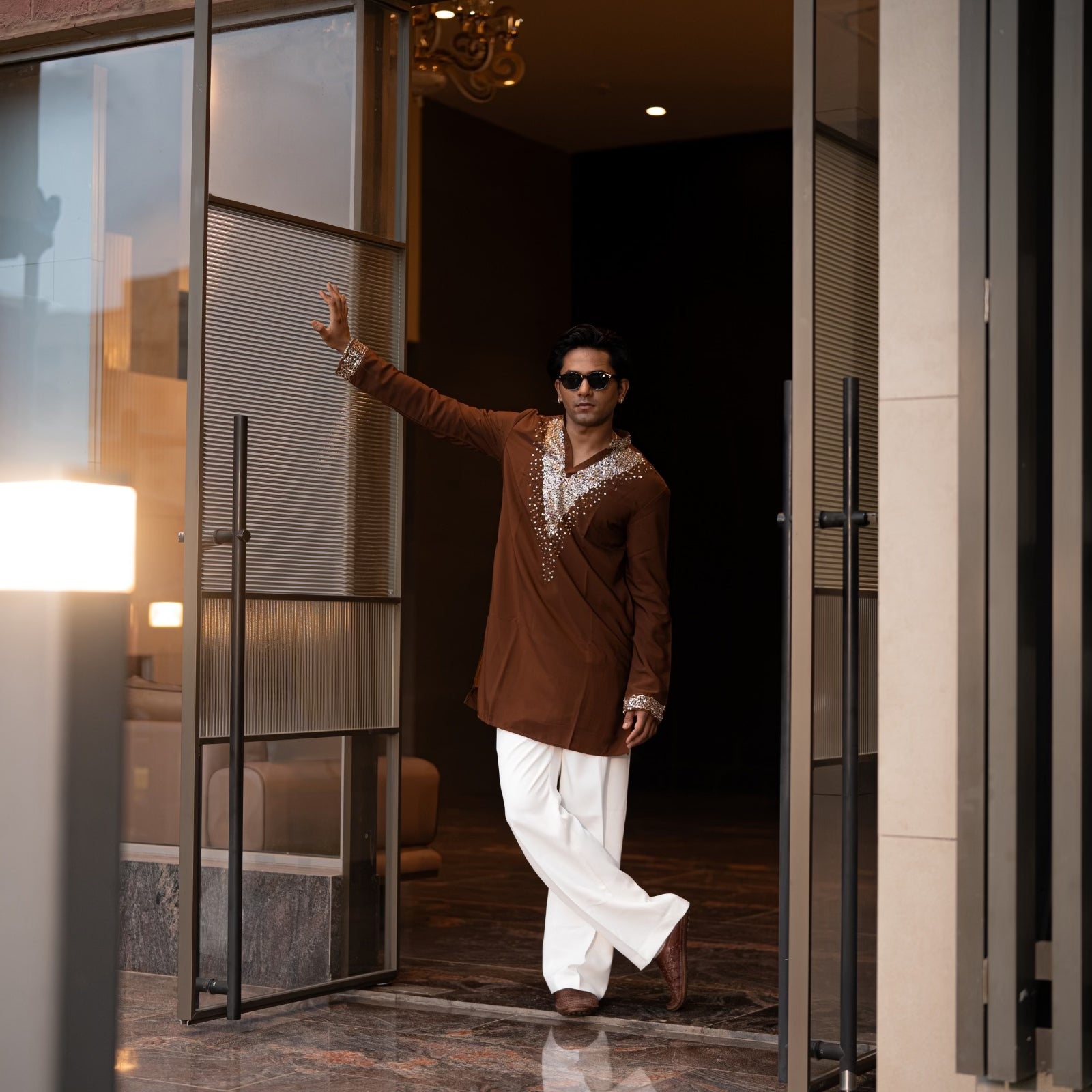 The Ranveer Embroidered Kurta Set (Rich Cocoa)