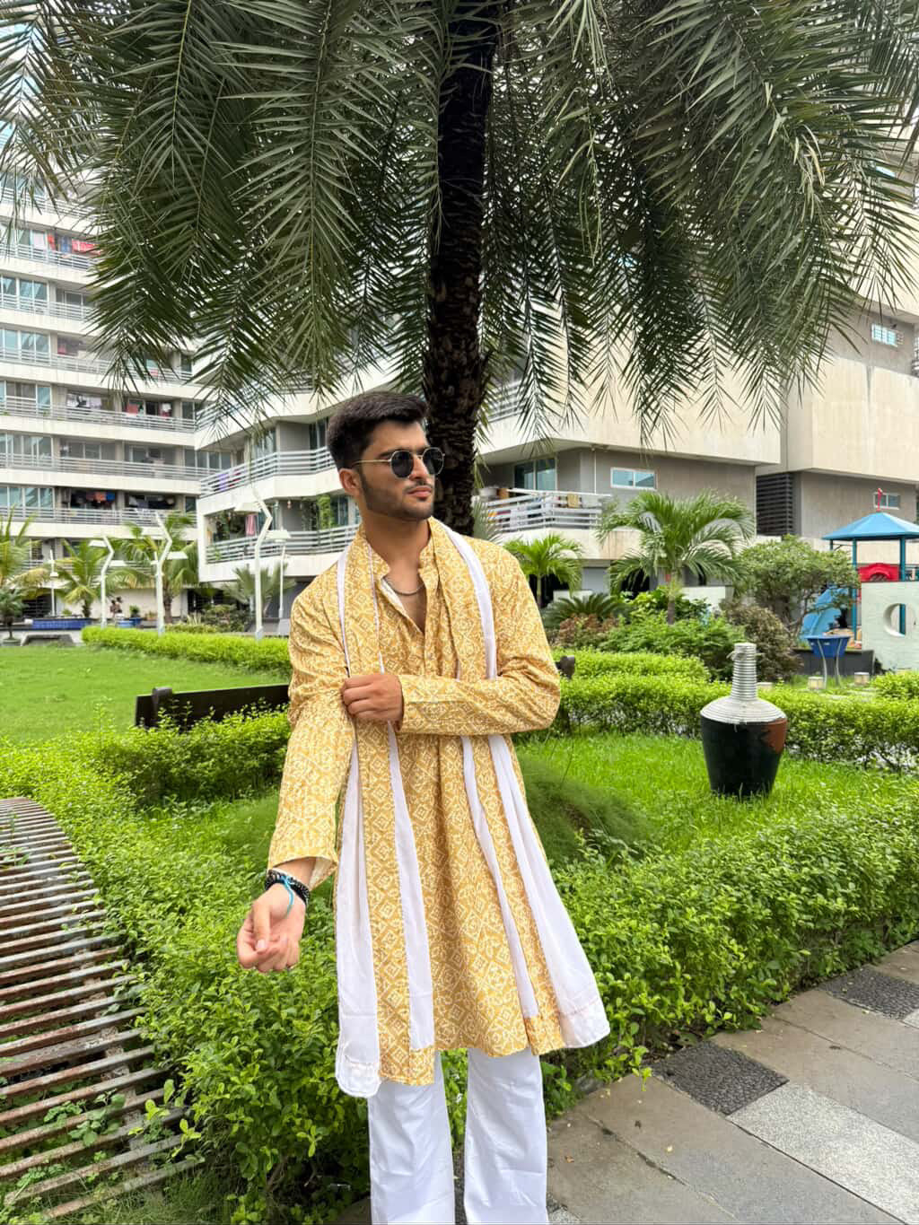 Yellow Bandhani Printed Kurta Plus Dupatta Set