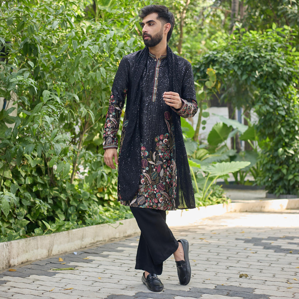 Floral Dynasty floral Embroidery Sequins Kurta Set