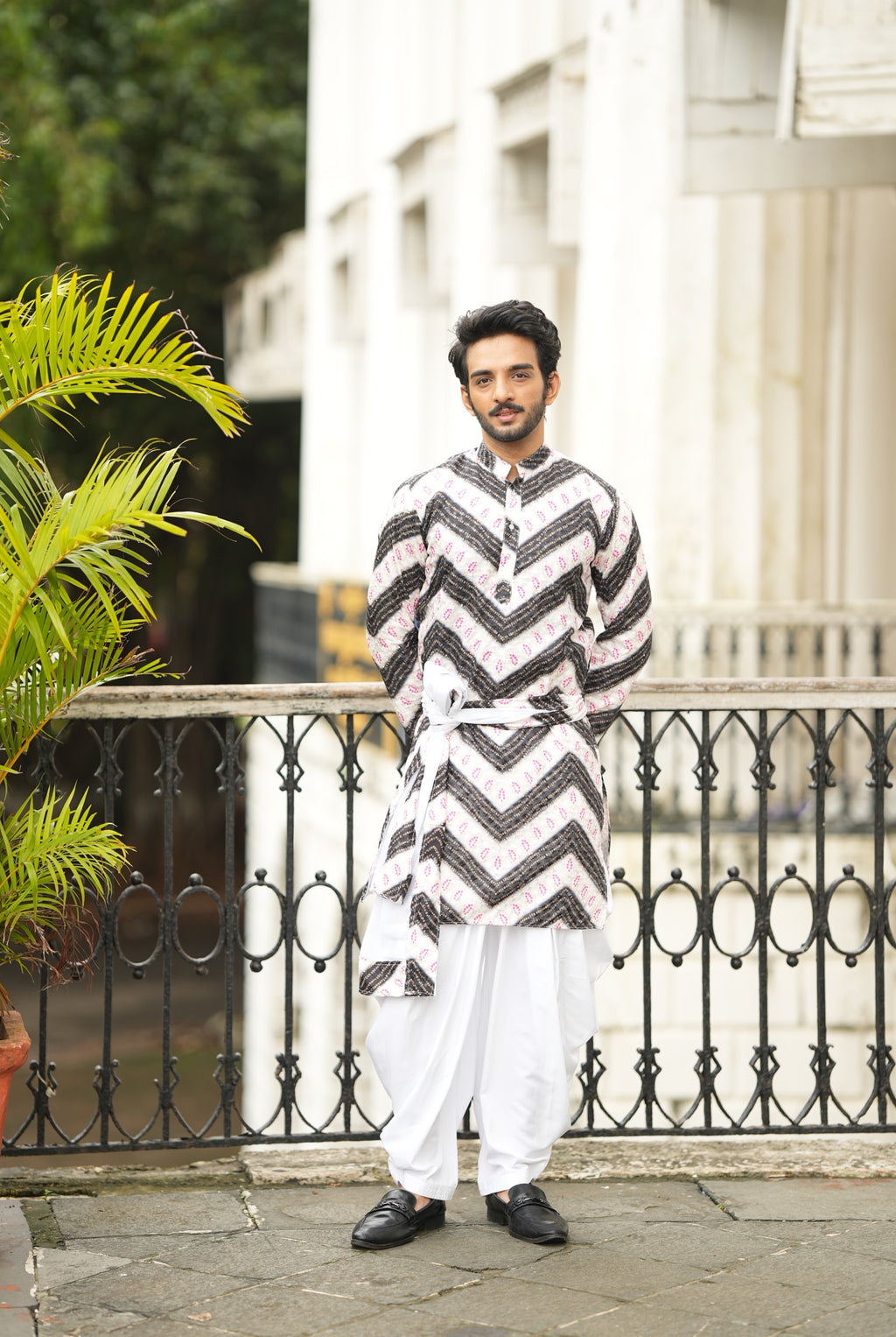 White/Black Bandhani Printed Kurta Plus Dupatta Set